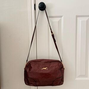 Bimba y Lola Vintage Burgundy Leather Crossbody Bag